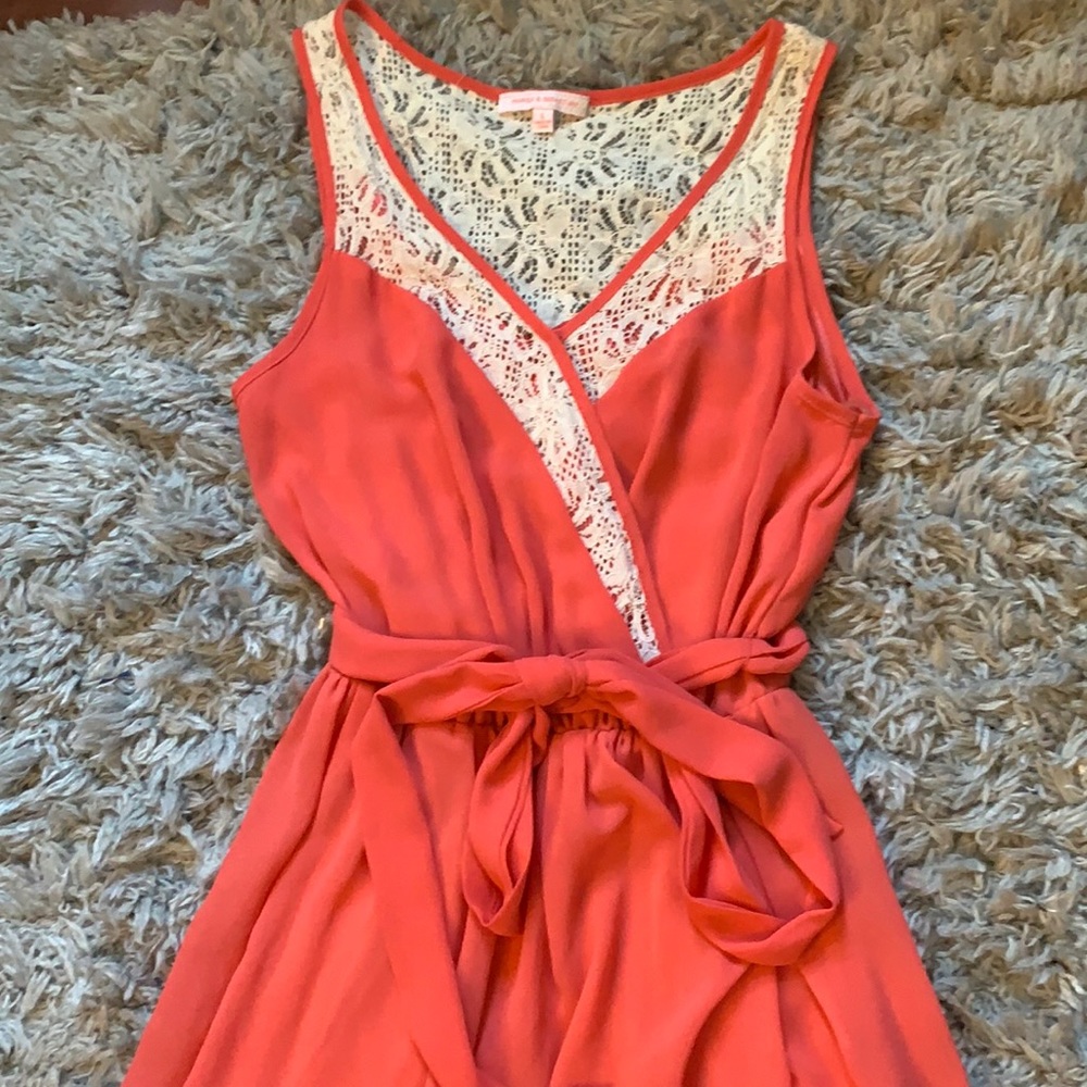 Margo & Sebastian peach and crochet her dress sz l